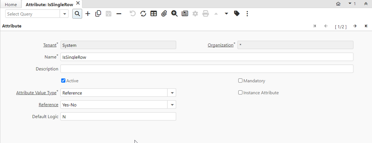 Attribute-IsSingleRow
