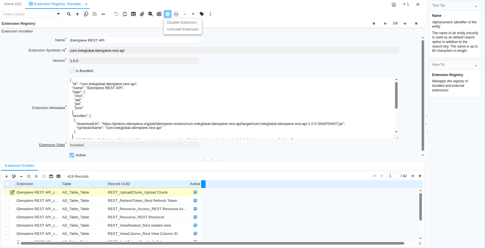 Extension Registry: External Extension