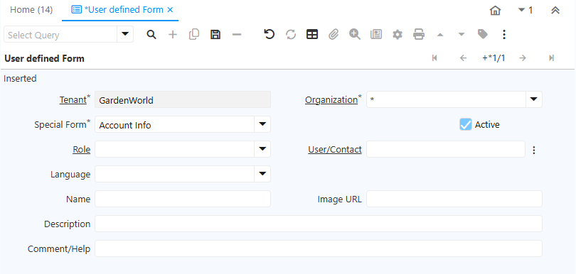 User defined Form