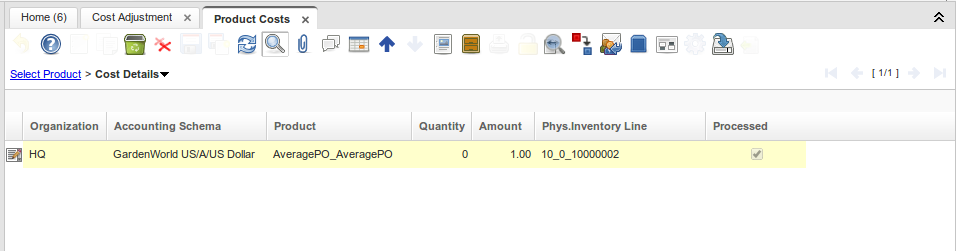 Cost Adjustment Cost Details