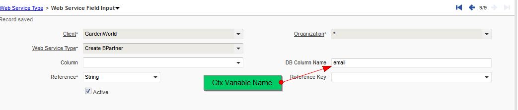 WebService Field Input CtxVariable