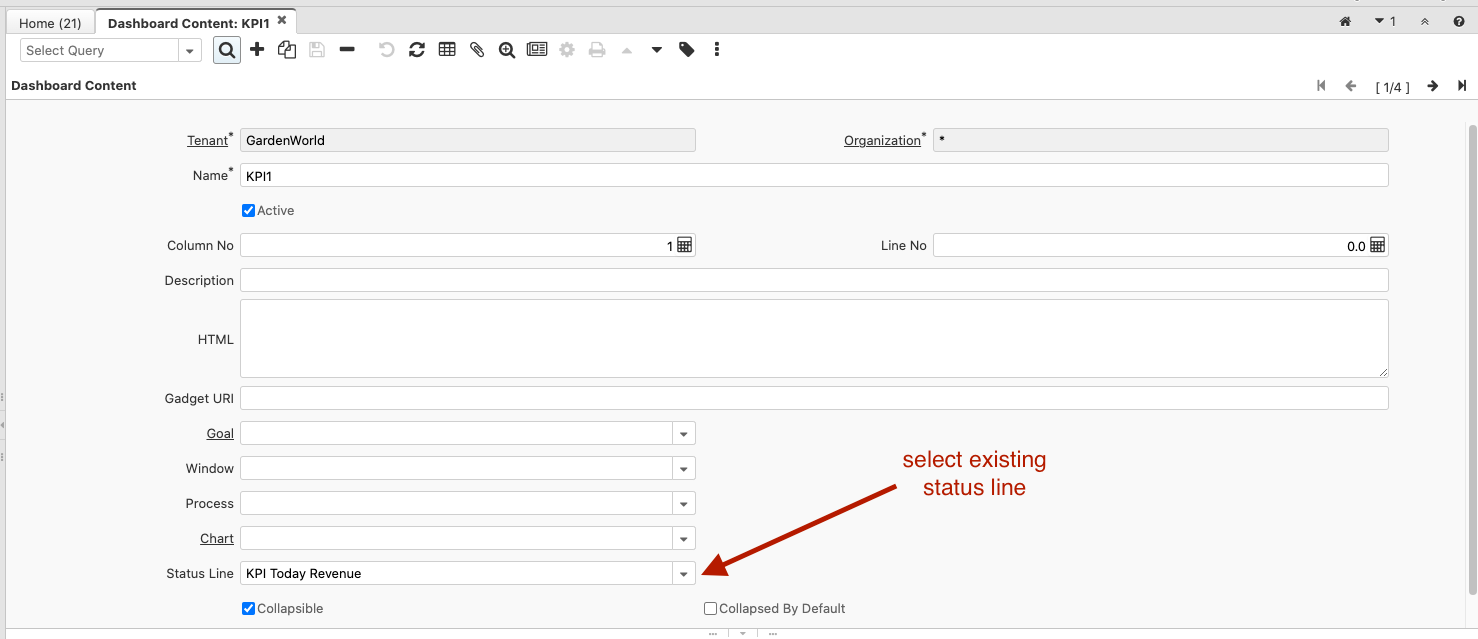 Select existing status line