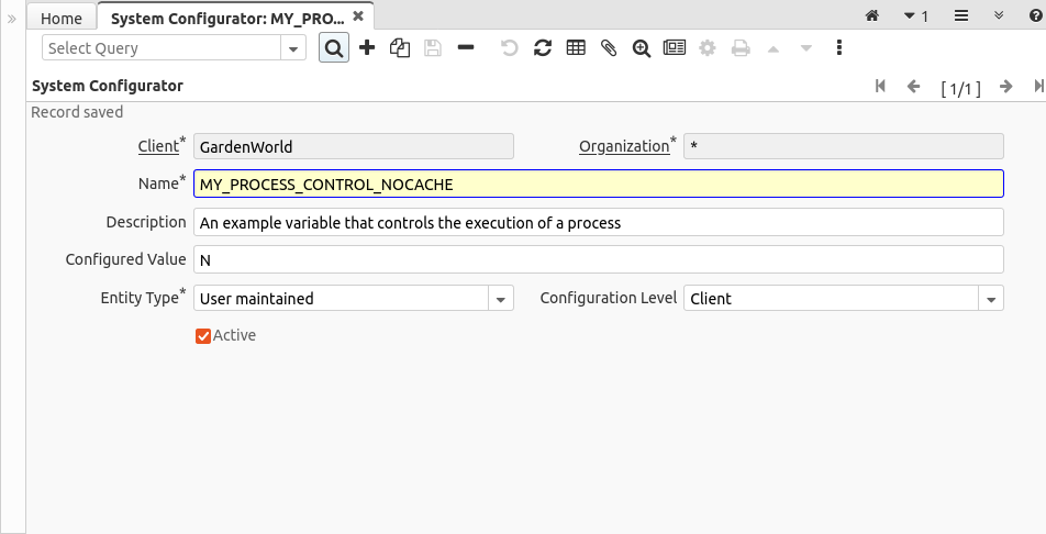 SysConfig NOCACHE